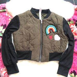 Cute girls Rainbow heart sequence bomber jacket